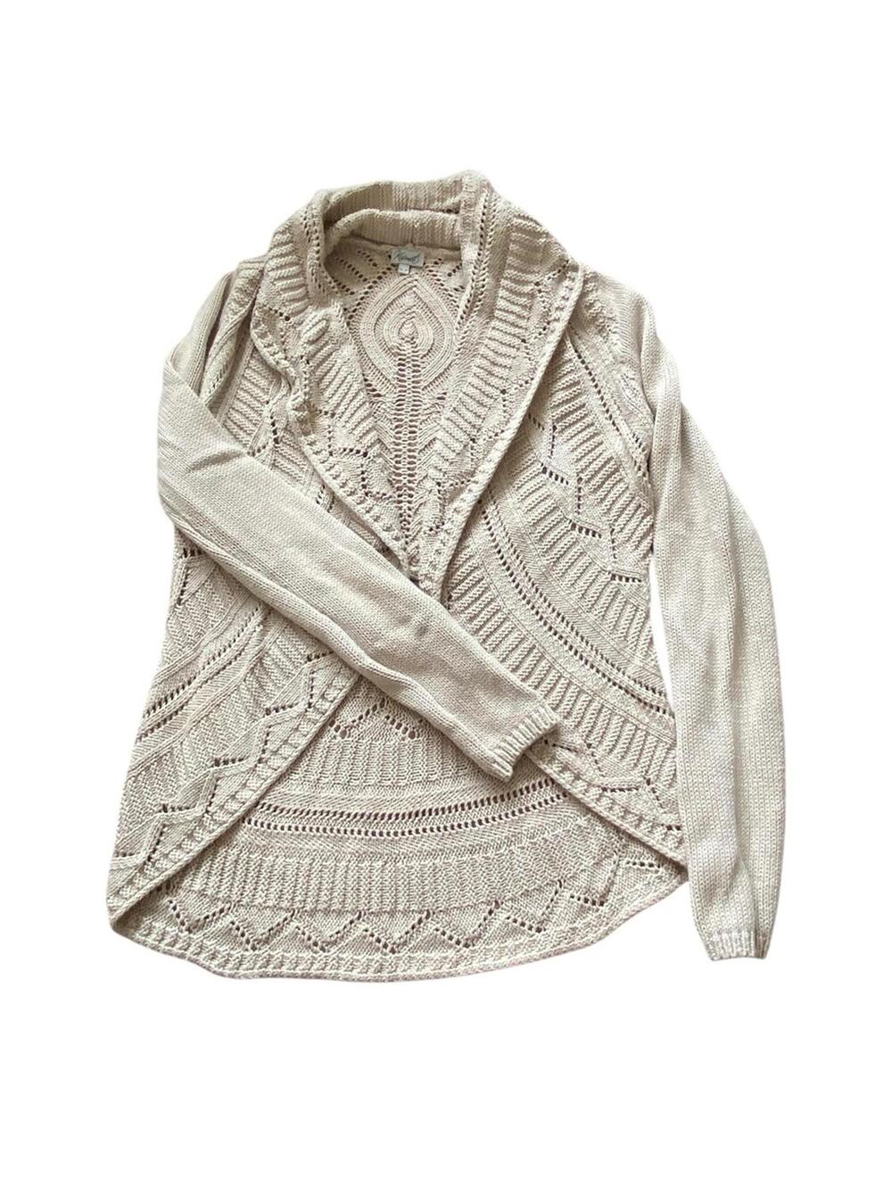 Kismet Cocoon Style Crocheted Cardigan Ecru Women's Sweater